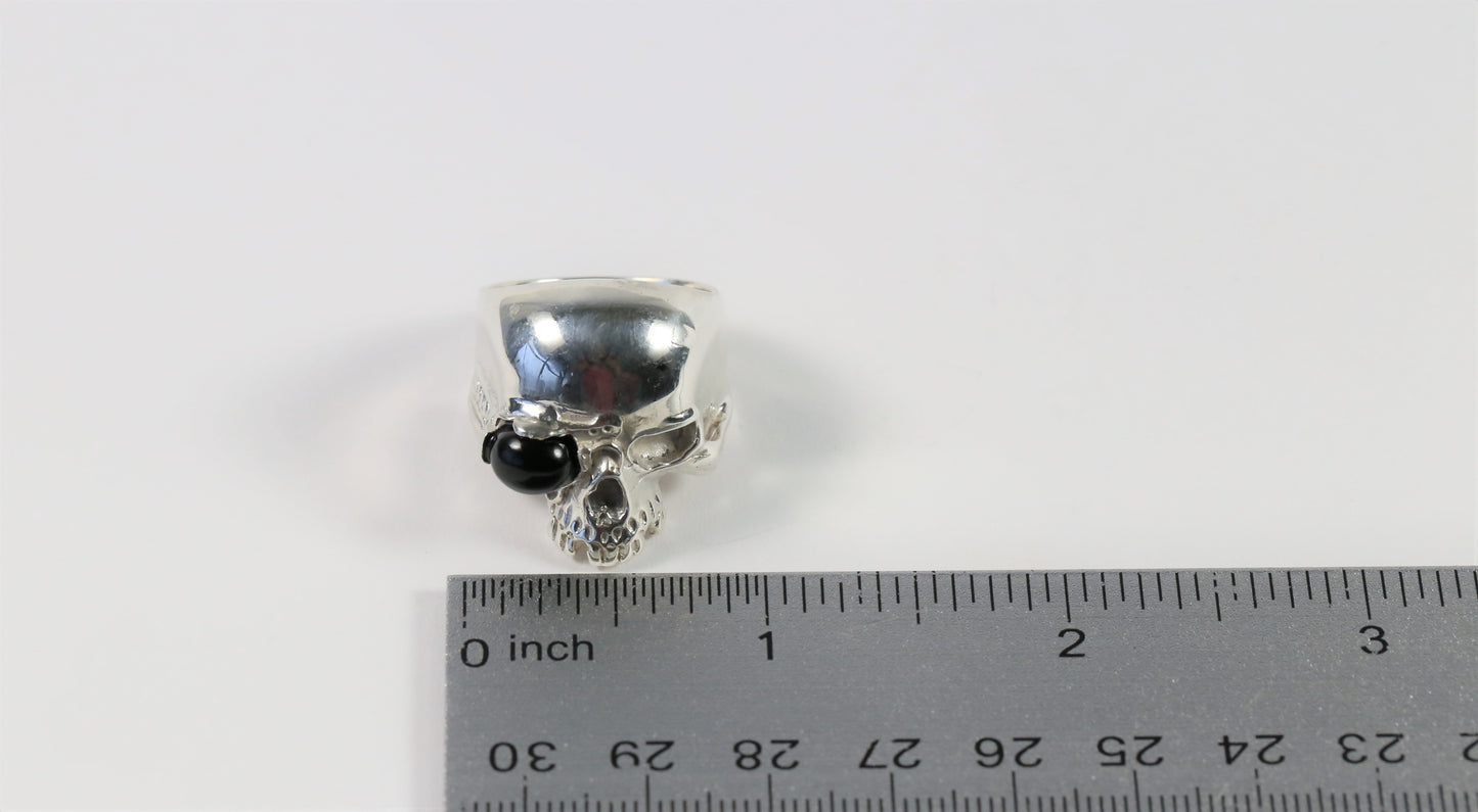 Sterling Silver Skull & Eyepatch Ring, Size 9 - 14.2g
