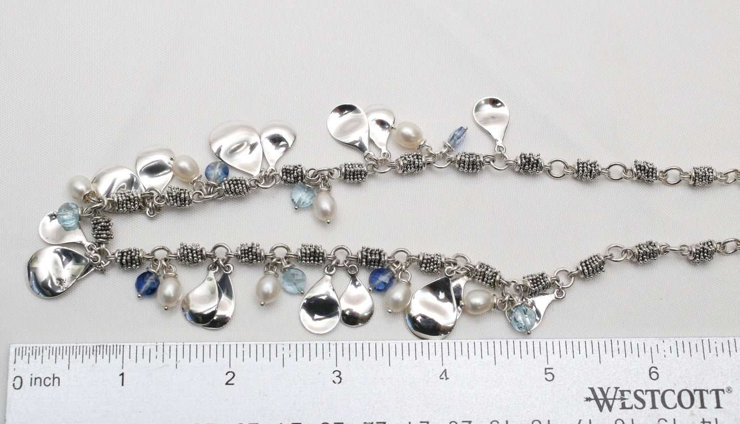 Michael Dawkins Sterling Silver Beaded Dangle Toggle Necklace, 20 inches - 51.7g