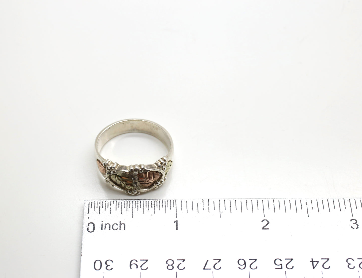 Sterling Silver & 12k Gold Leaf Ring, Size 12 - 6.1g