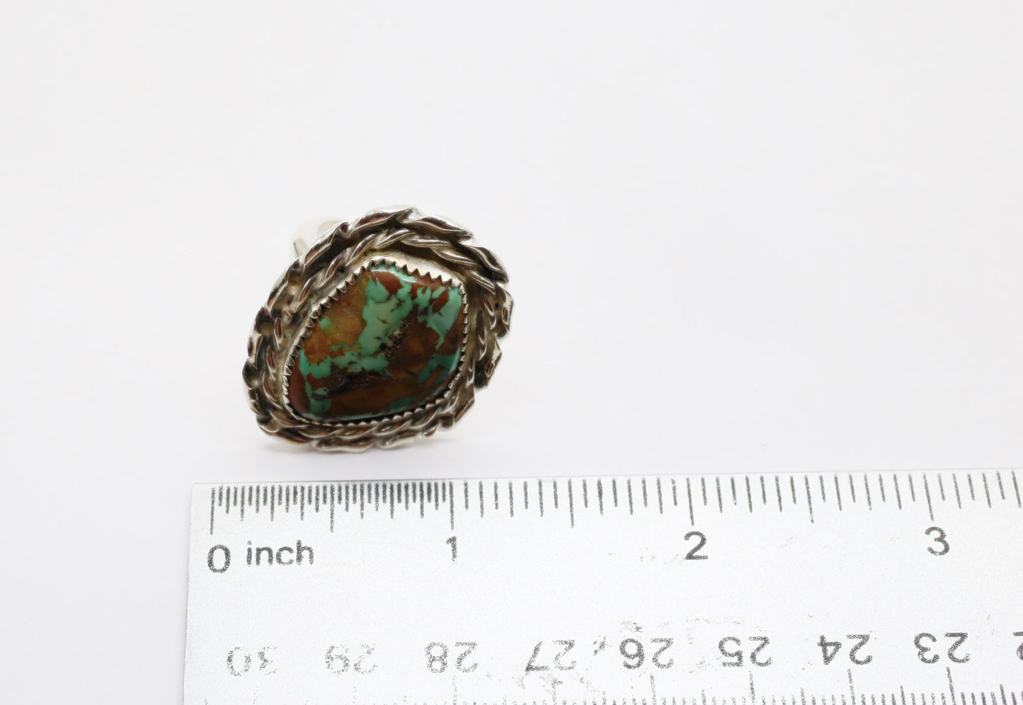 Vintage Sterling Silver Large Turquoise Ring, Size 7 - 14.4g