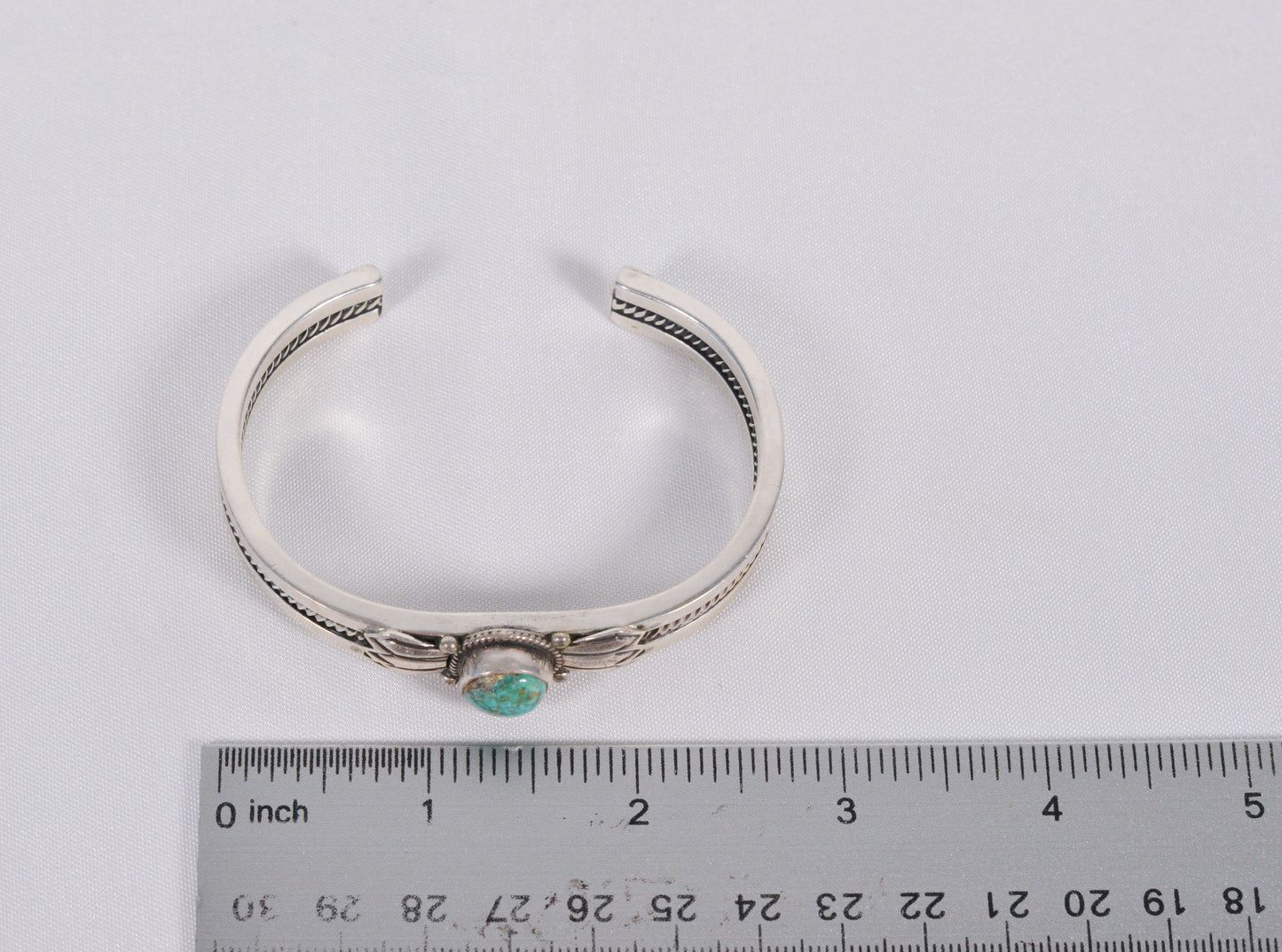 Vintage Sterling Silver Turquoise Cuff Bracelet, 7.5 inches - 50.4g