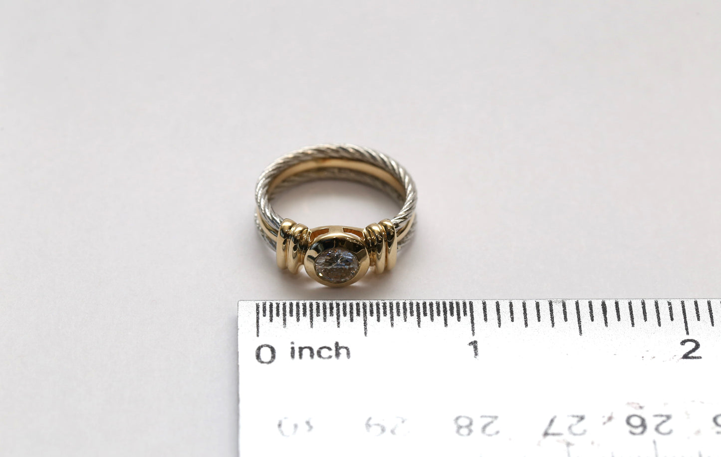 14k Yellow & White Gold Solitaire Diamond Ring, Size 6.5 - 5.2g