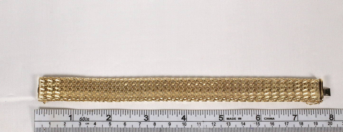 14k Yellow Gold Woven Bracelet, 7.5 inches - 39.9g