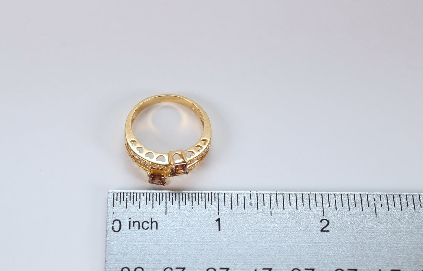 19.2k Portuguese Gold Cubic Zirconia Heart Ring, Size 8 - 5.5g