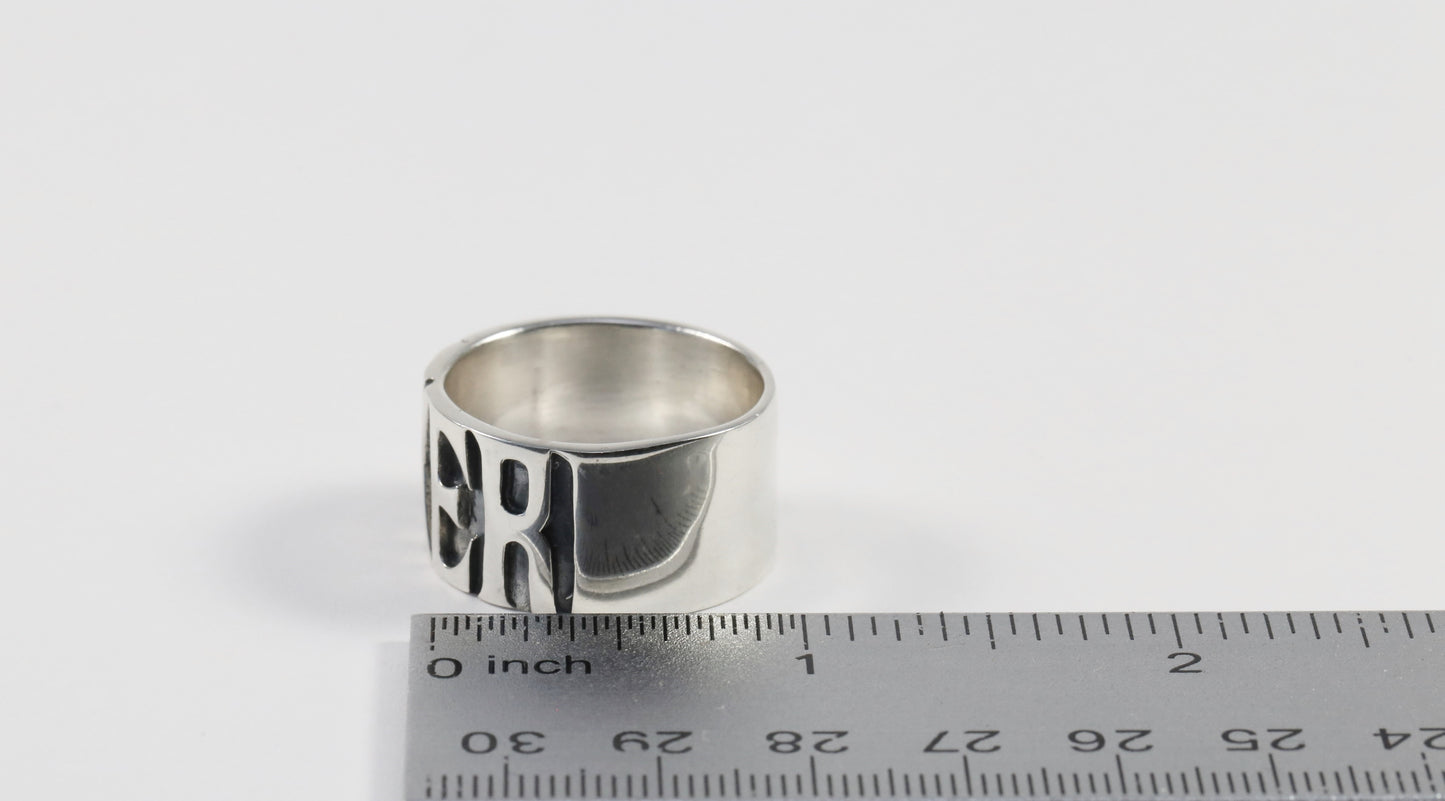 Sterling Silver "BIKER" Ring, Size 13 - 14.3g