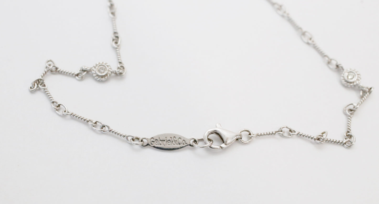 14k White Gold White & Chocolate Diamond Pendant Necklace, 16 inches - 6.8g