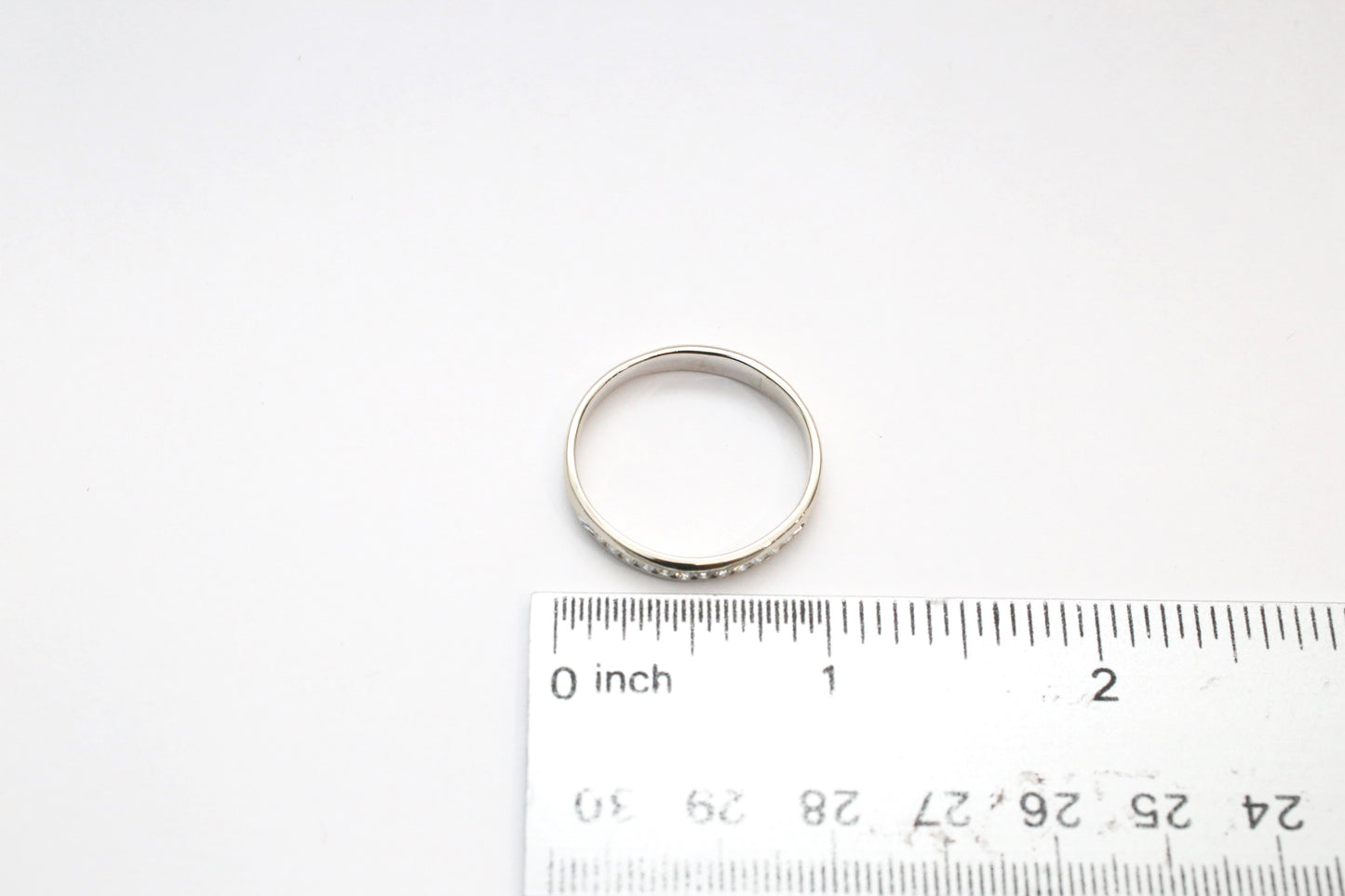 14k White Gold Diamond Band, Size 12.75 - 3.8g