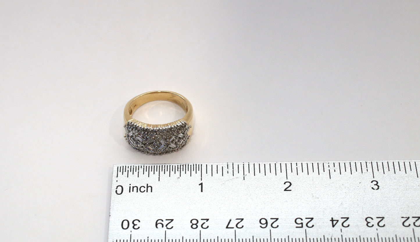 14k Yellow Gold Multi Diamond Ring, Size 8.25 - 7.3g