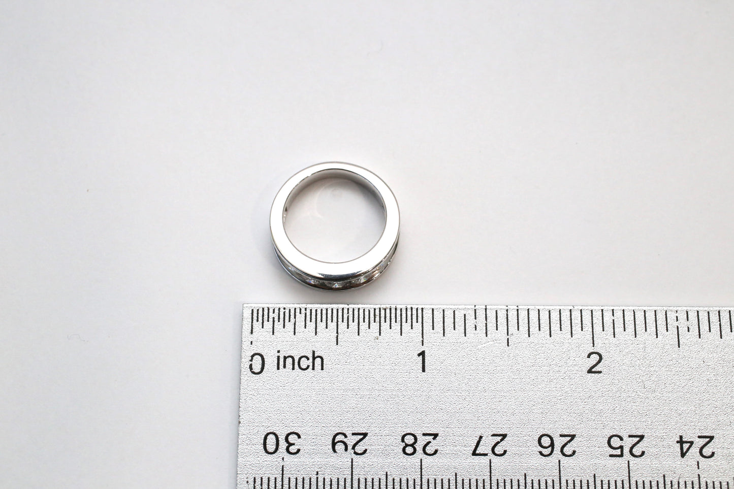 14k White Gold Diamond Band, Size 4.75 - 5.3g