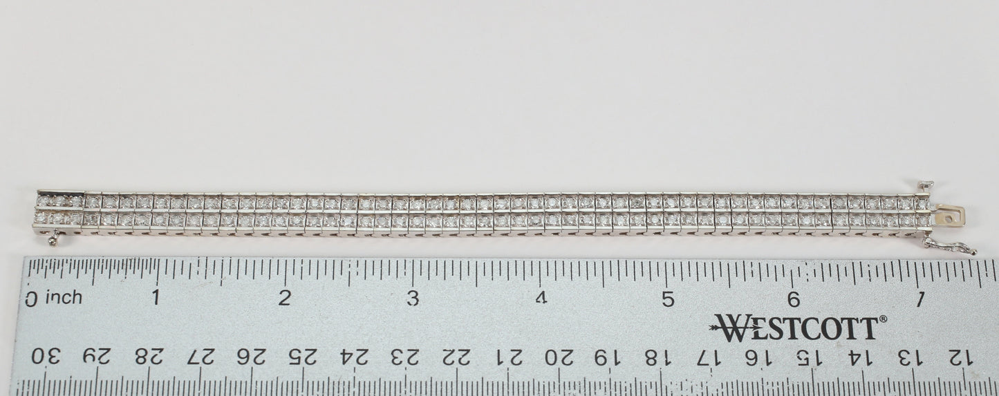 14k White Gold Diamond Link Bracelet, 7 inches - 33.4g