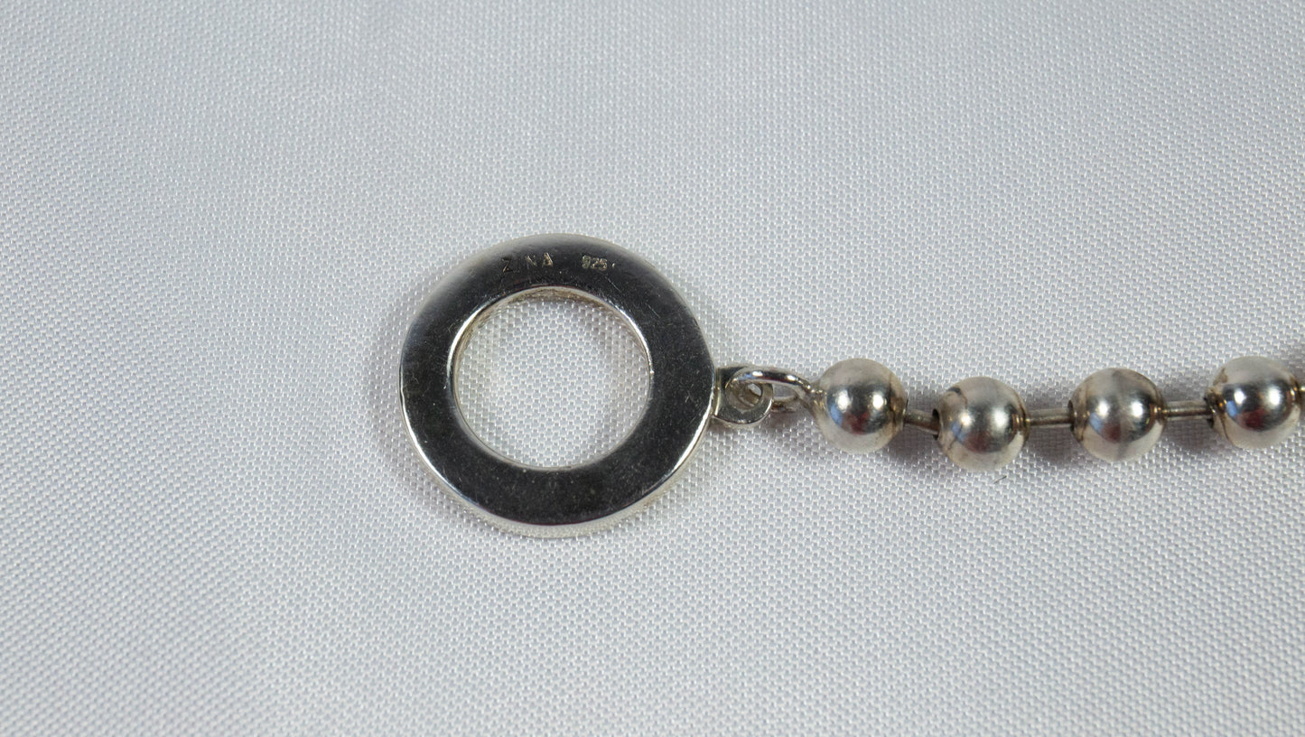 Zina Sterling Silver Beaded Toggle Bracelet, 6.75 inches - 20.6g
