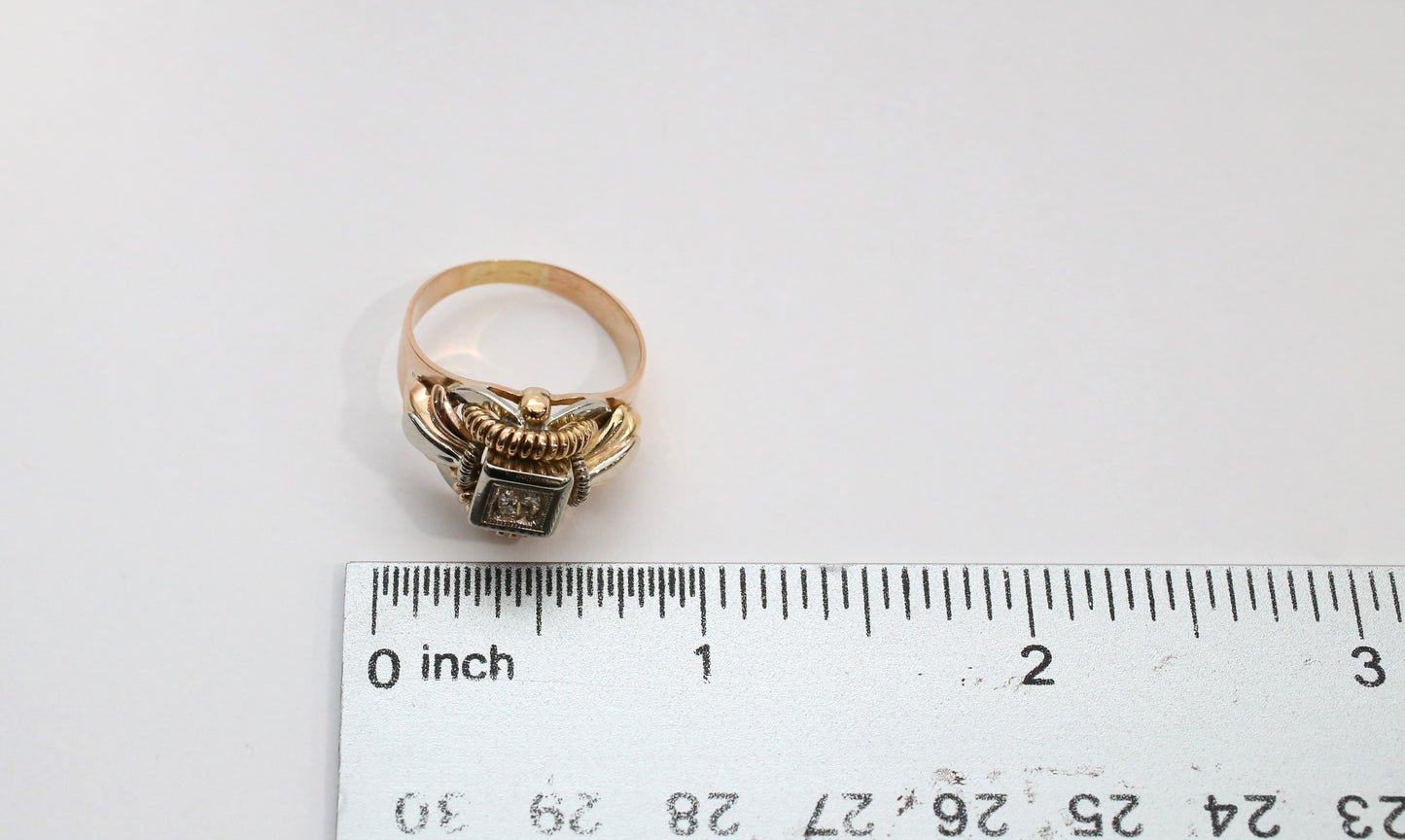 18k Tri-Gold Diamond Ring, Size 8.25 - 7.9g
