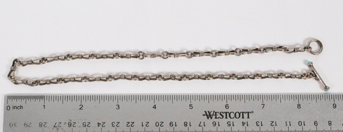 Vintage Sterling Silver Link Toggle Necklace, 17.75 inches - 26.3g