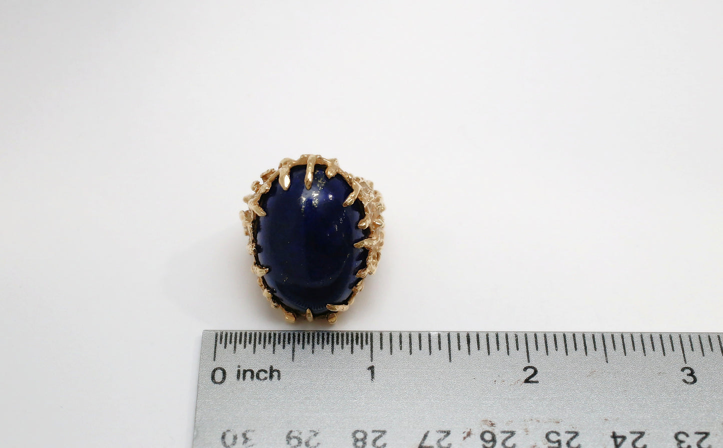 14k Yellow Gold Large Lapis Lazuli Ring, Size 5.75 - 25.0g