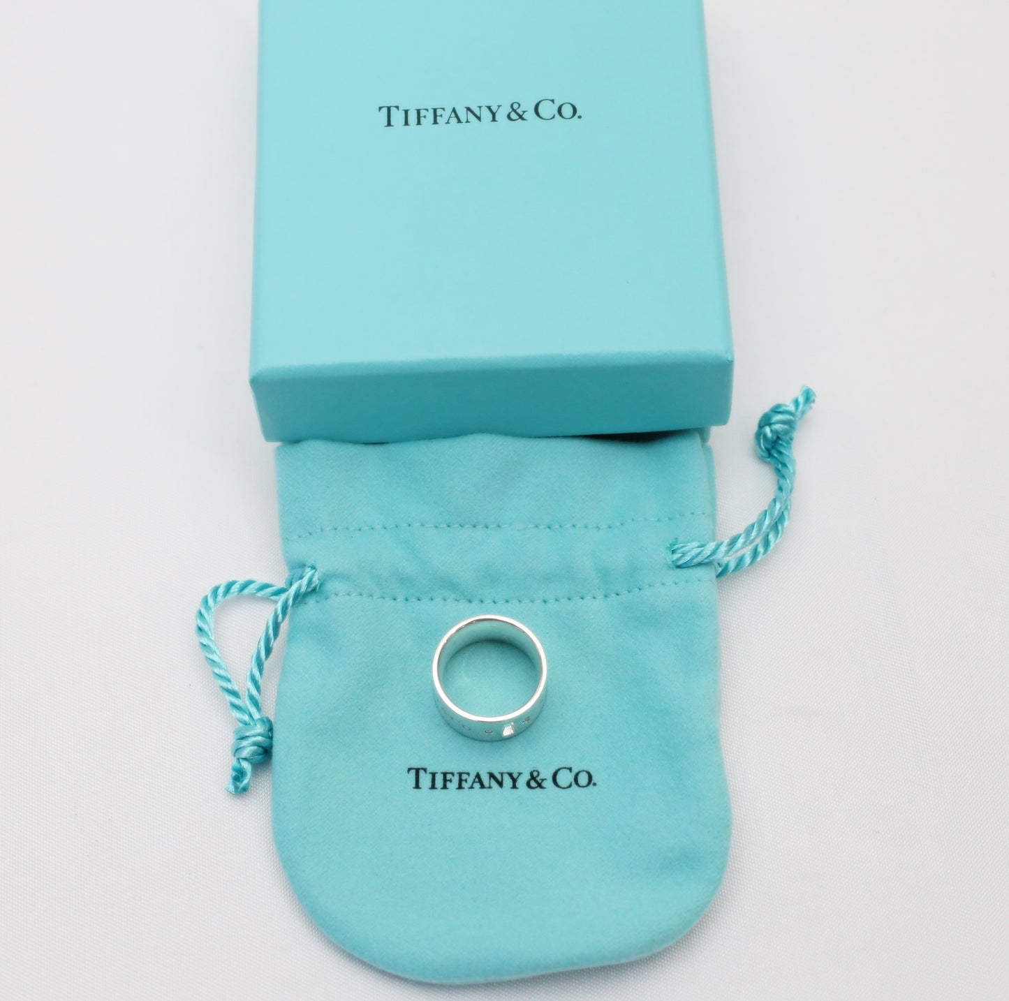 Tiffany & Co. Sterling Silver Diamond Lock Wide Ring, Size 4 - 6.8g