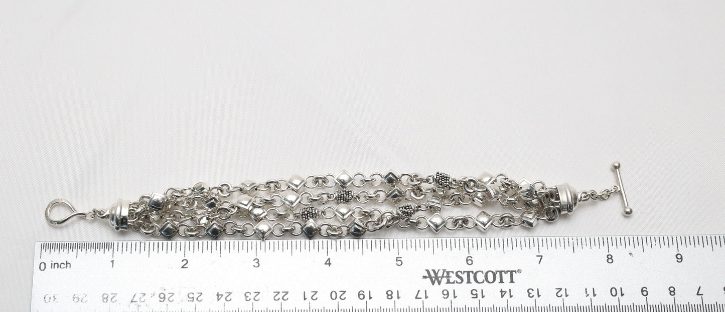 Michael Dawkins Sterling Silver 4-Strand Toggle Bracelet, 8.5 inches - 77.3g