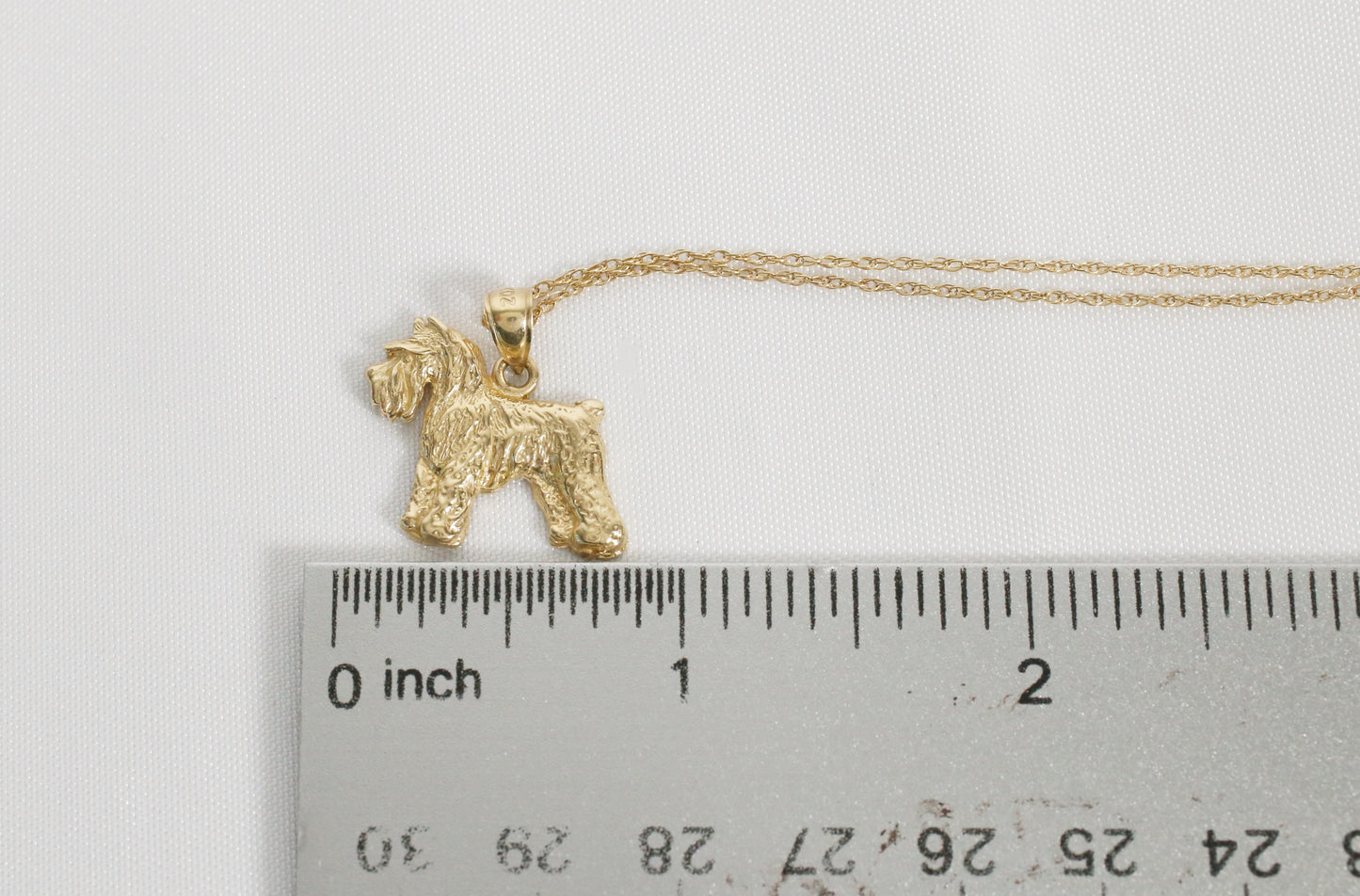 14k Yellow Gold Schnauzer Dog Pendant Necklace, 18 inches - 3.2g