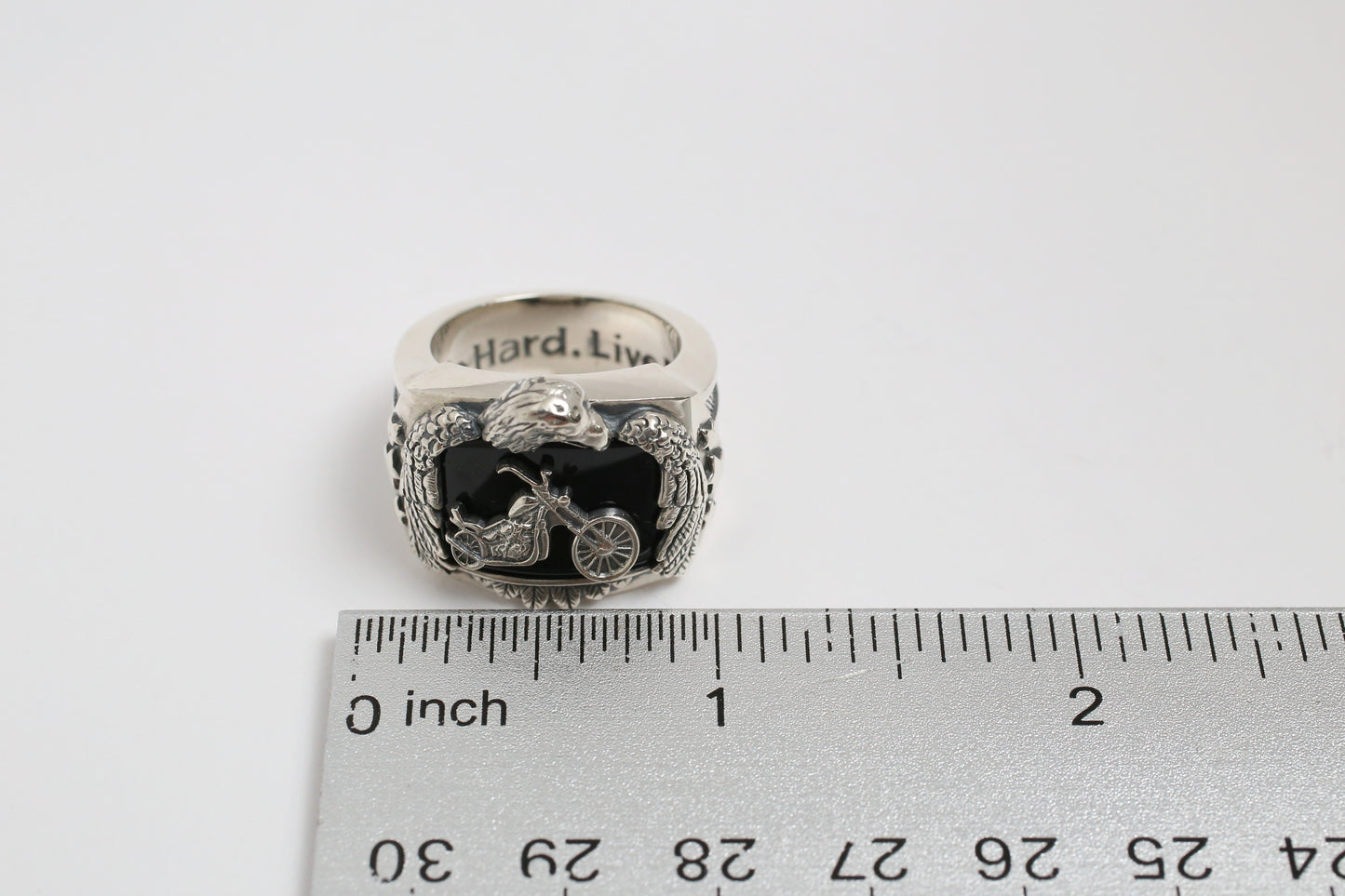 Sterling Silver Motorcycle Eagle Ring, Size 8 - 21.3g