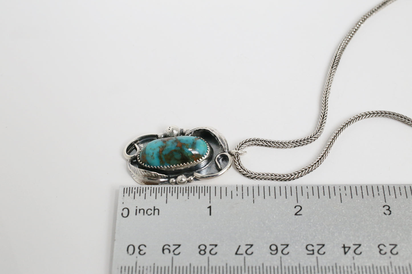 Sterling Silver Turquoise Necklace, 17 inches - 15.7g