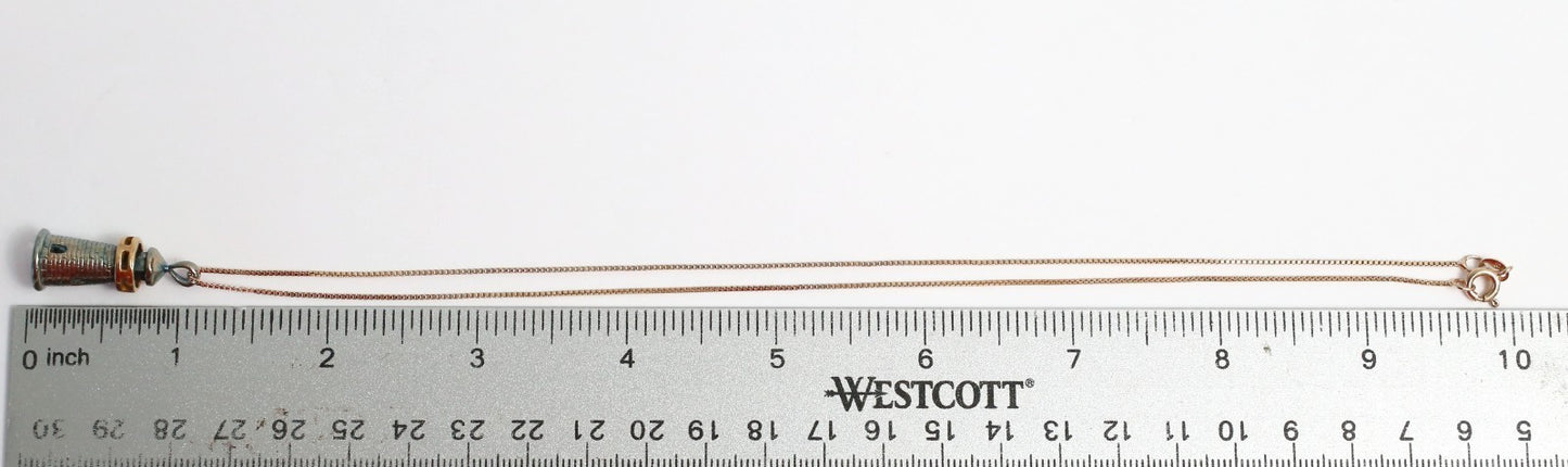 Sterling Silver & 18k Gold Lighthouse Pendant Necklace, 18 inches - 9.3g