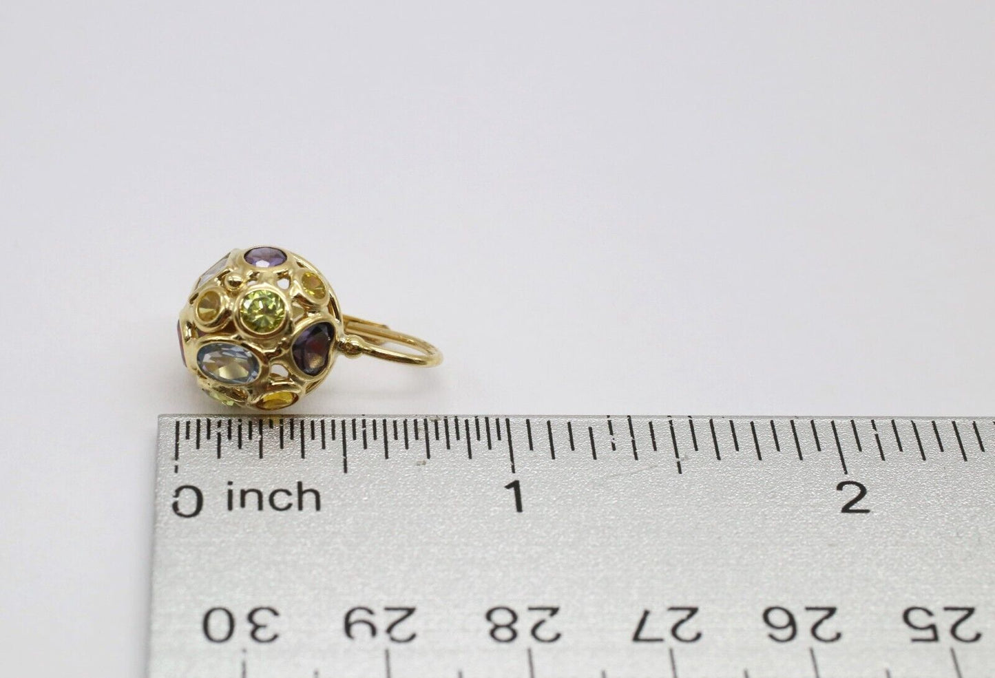 Mosaico 18k Yellow Gold Multi-Gemstone Domed Earrings - 7.1g