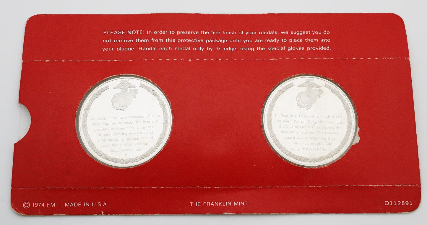 Franklin Mint Sterling Silver Bicentennial History of the US Marine Corps First Edition Proofs