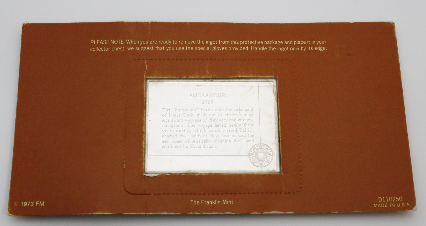 Franklin Mint Sterling Silver Great Sailing Ships of History First Edition Proof Ingot