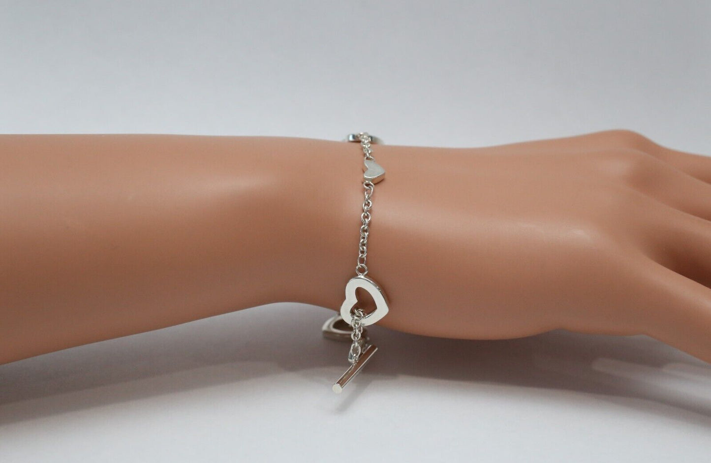 Tiffany & Co Sterling Silver Heart Toggle Bracelet, 7 inches - 6.8g