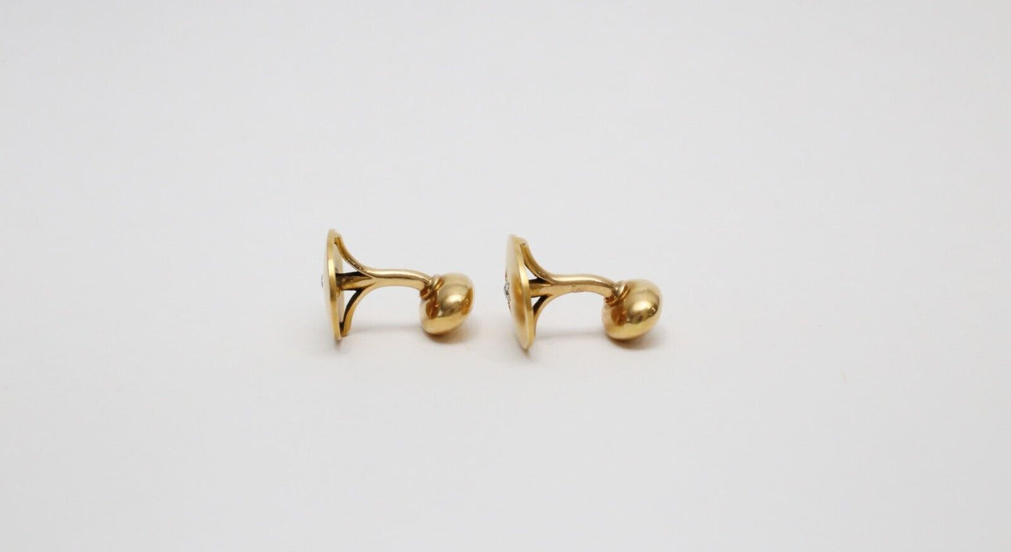 Vintage 14k Yellow Gold Diamond Oval Cufflinks, 8.1g