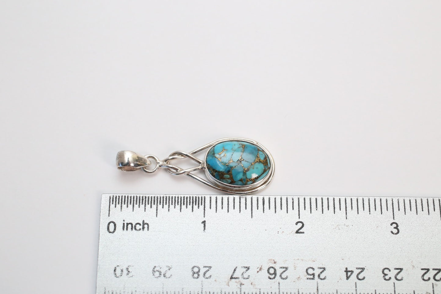 Sterling Silver Turquoise Teardrop Pendant, 4.6g