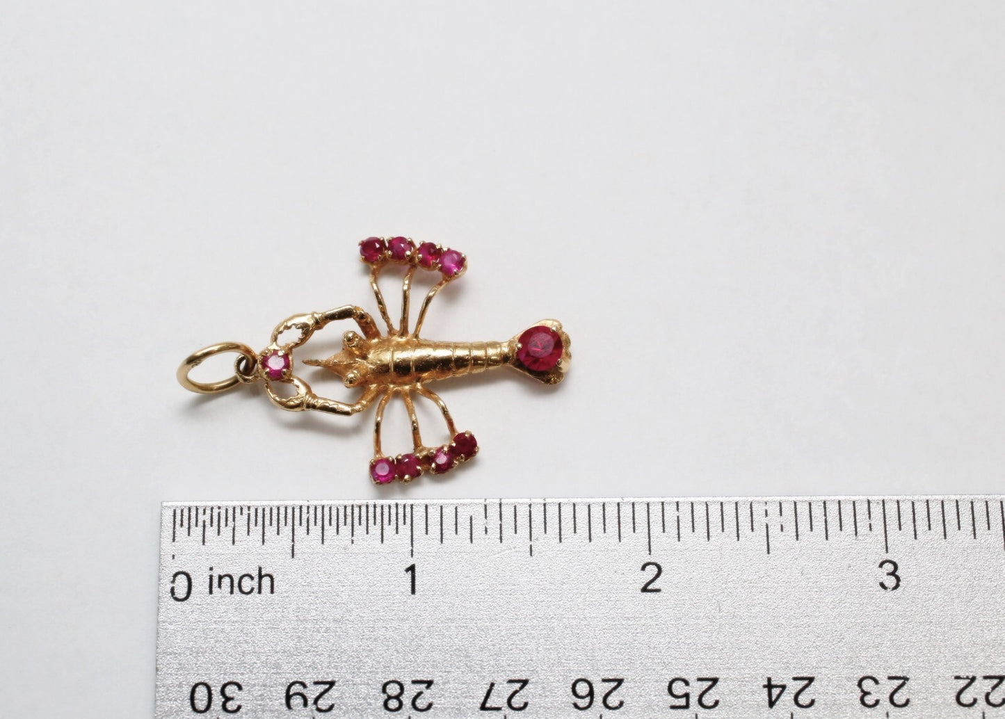 18k Yellow Gold Ruby Lobster Pendant, 4.2g