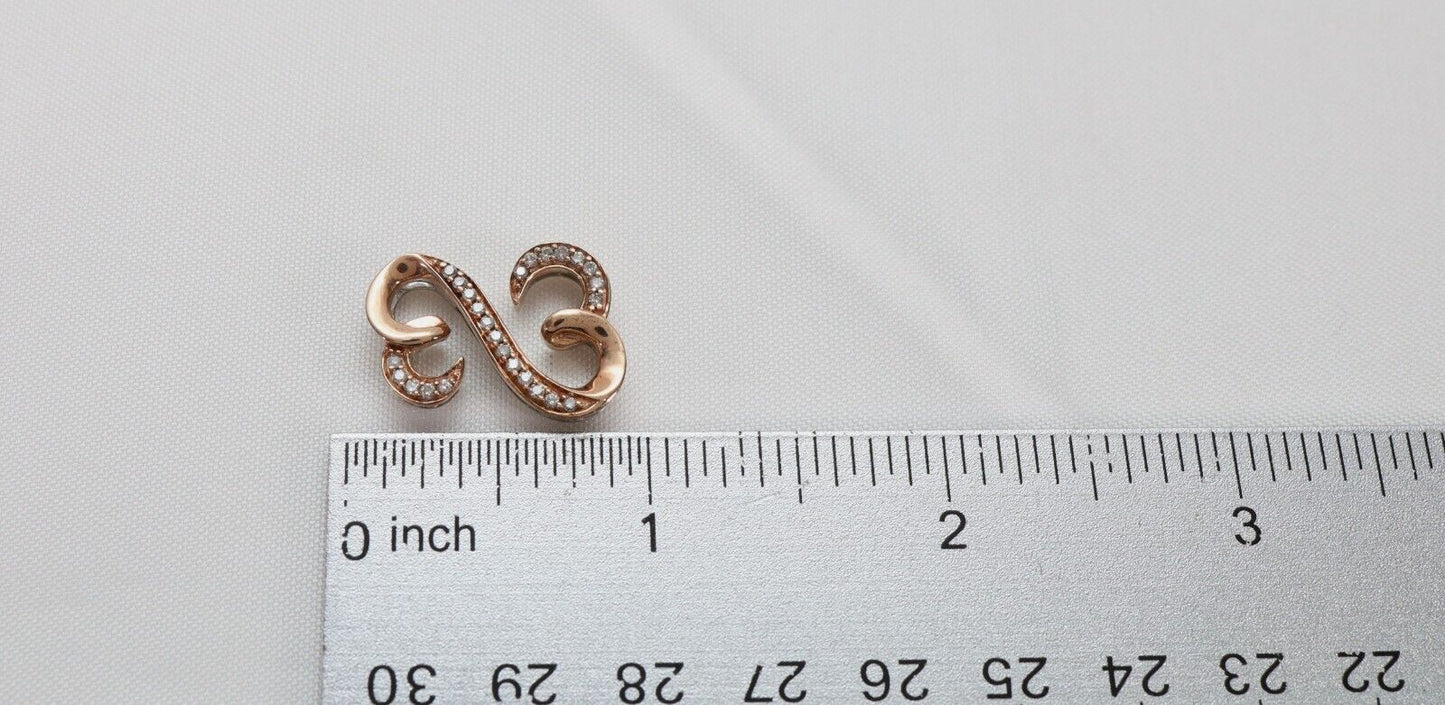 10k Rose Gold & Sterling Silver Double Open Heart Pendant, 4.2g