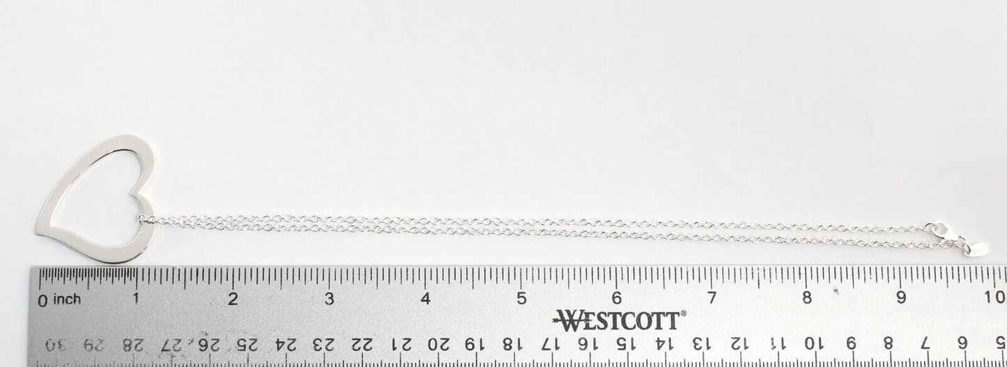 Birks Sterling Silver Large Heart Pendant Necklace, 17 inches - 9.9g