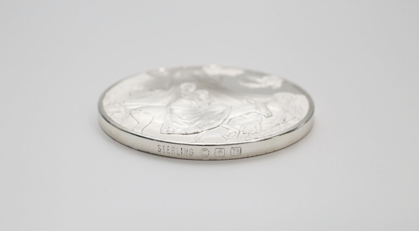 Sterling Silver Medal Proof La Fuite en Egypte Donkey, Flight of Egypt by Giotto 1304-1312, 65.0g