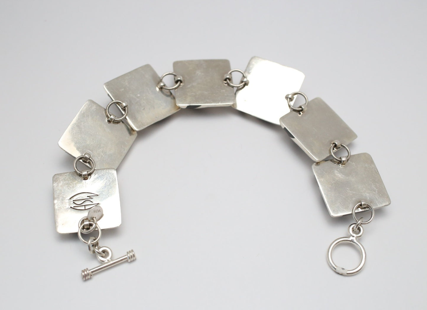 Vintage Sterling Silver Swirl Panel Bracelet, 8.75 inches - 56.7g