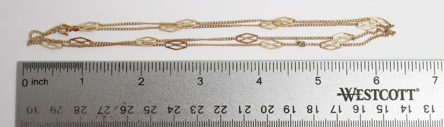 14k Yellow Gold Open Marquise Link Necklace, 27 inches - 3.2g