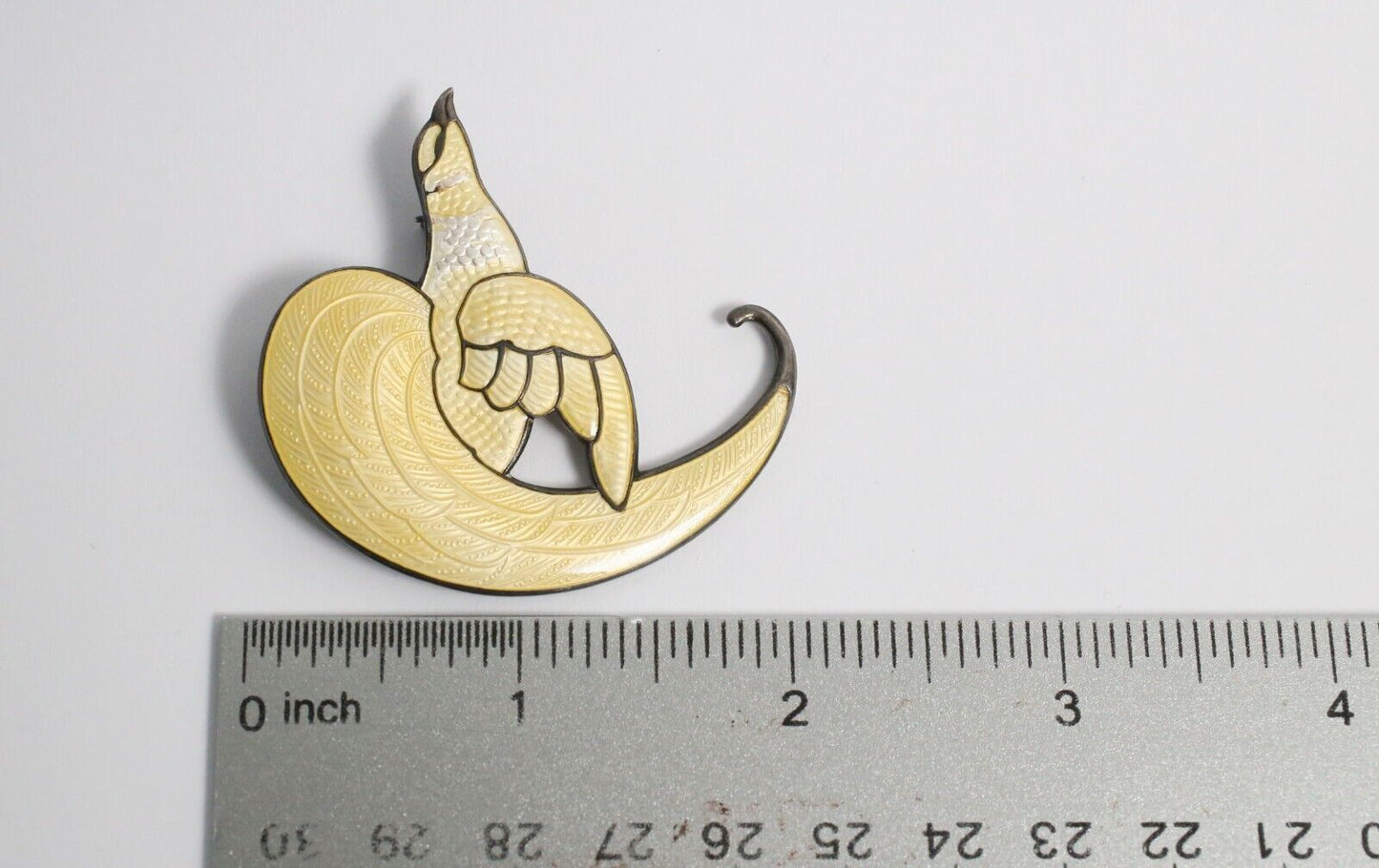 Vintage T Norway Sterling Silver Enamel Bird Brooch, 12.2g