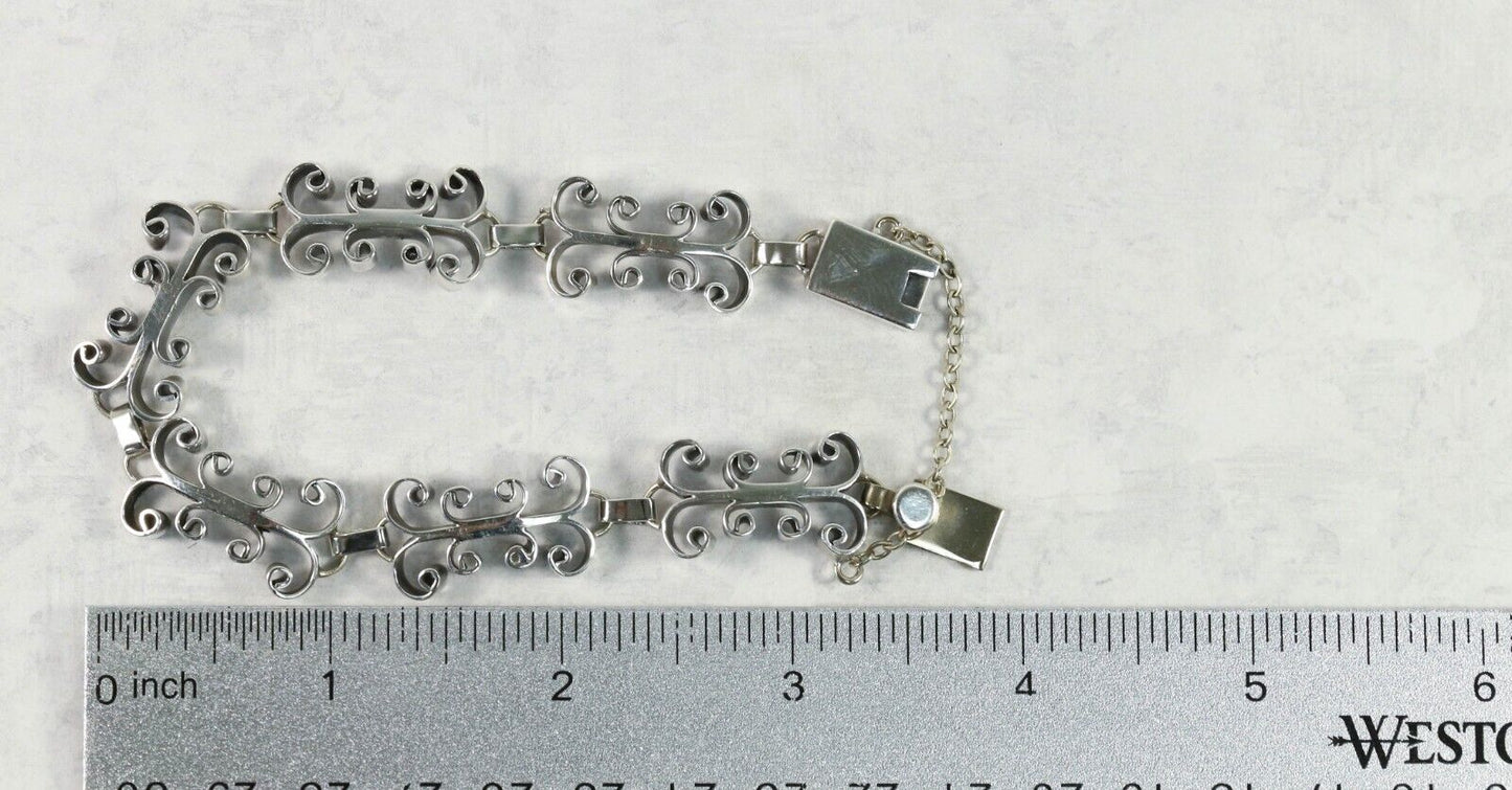 Vintage Sterling Silver Taxco Mexico Bracelet, 7.75 inches - 25.2g