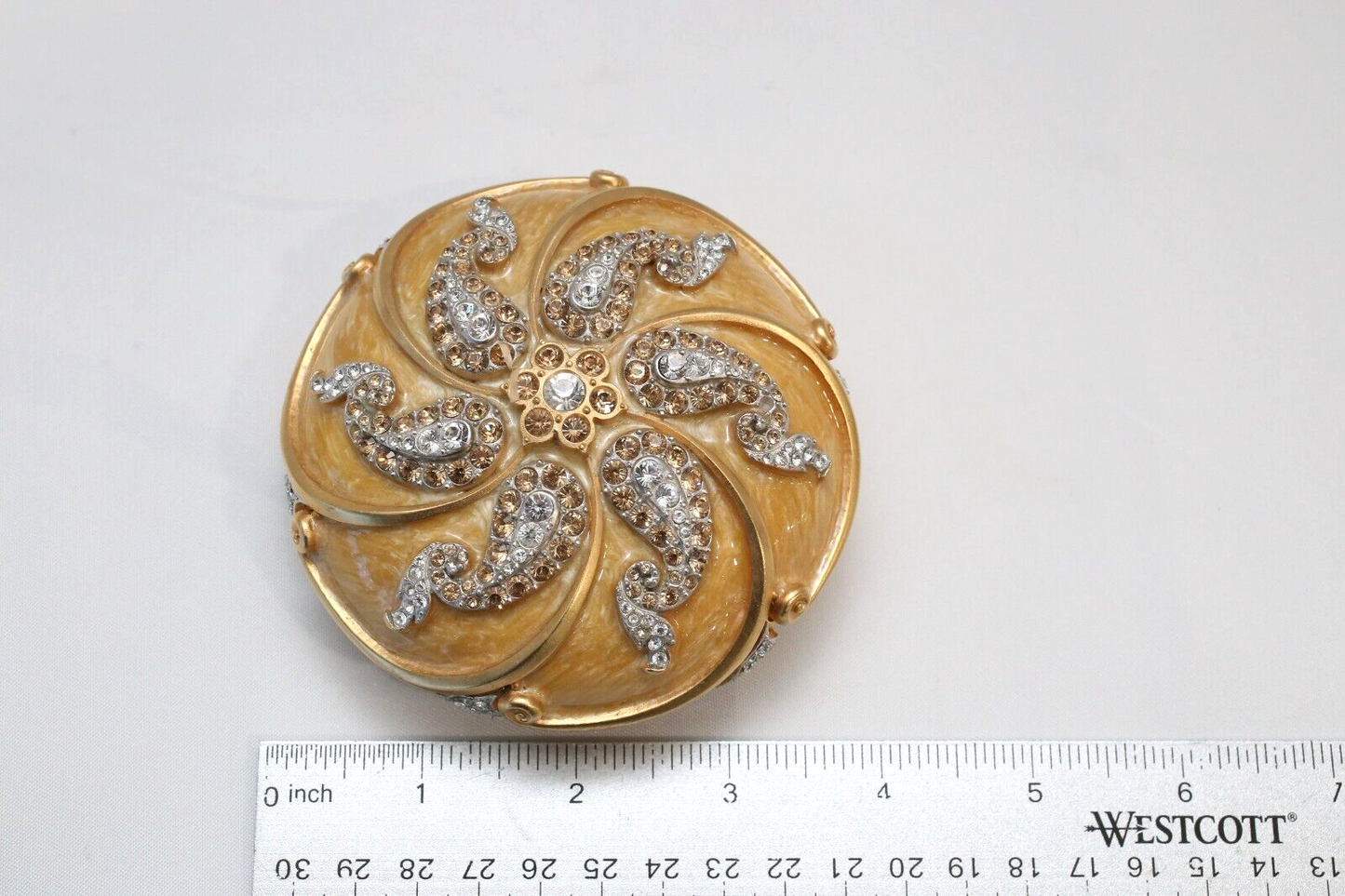 Jay Strongwater Lucinda Paisley Round Trinket Box