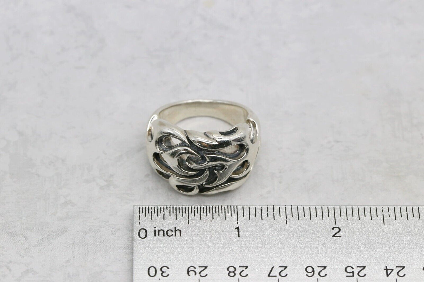 Sterling Silver Heavy Flame Ring, Size 14 - 32.5g