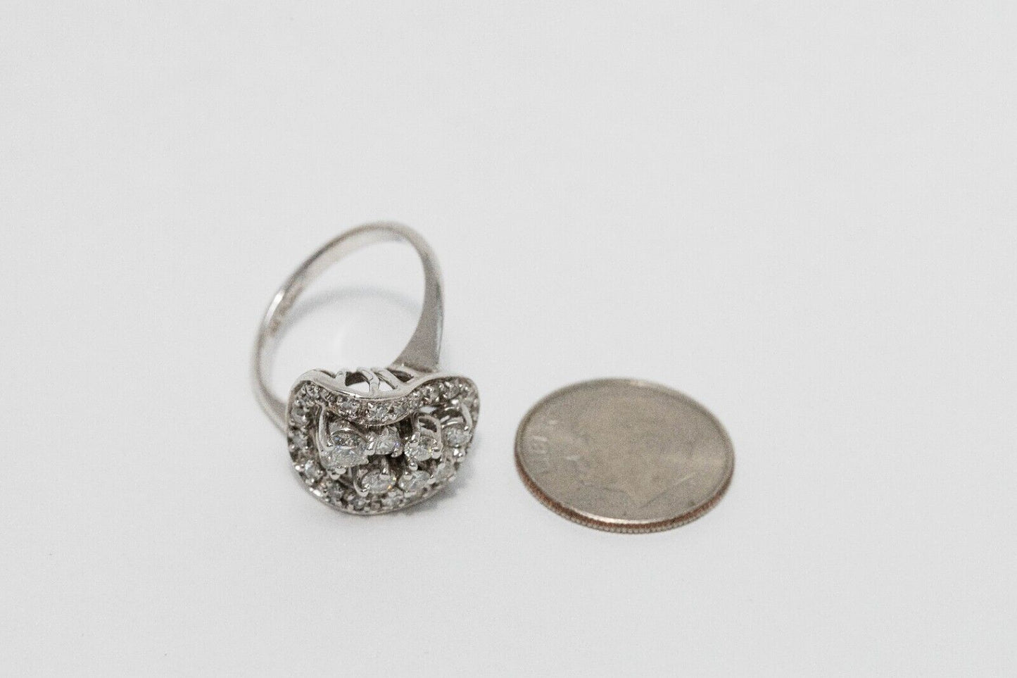 14k White Gold Diamond Ring, Size 5.75 - 5.4g