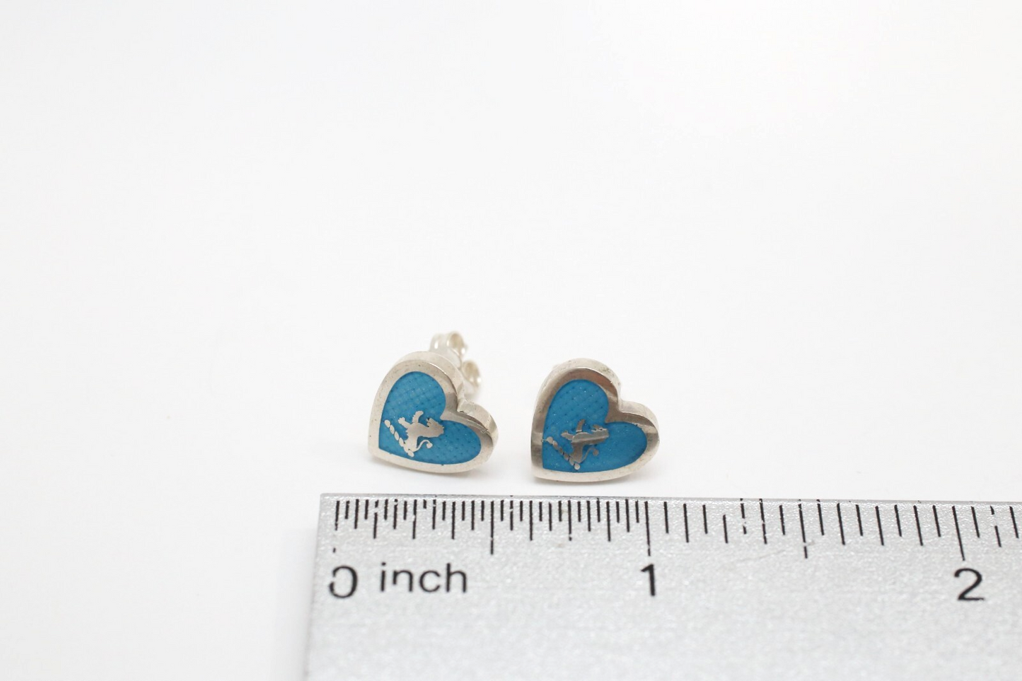 Sterling Silver Heart Stud Earrings, 3.6g