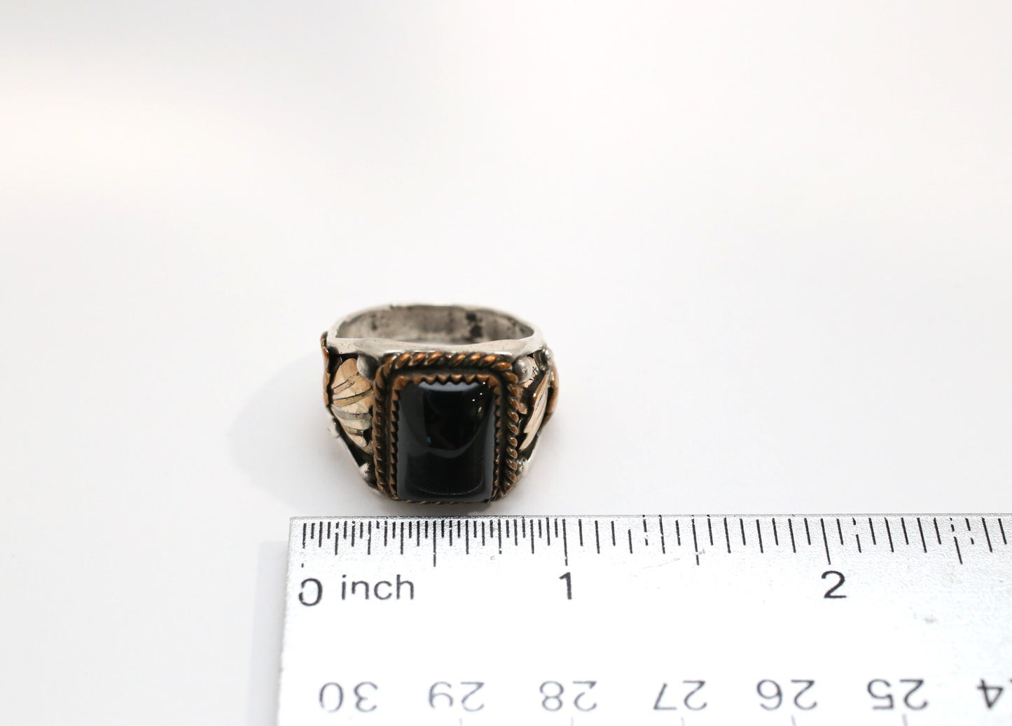Vintage Sterling Silver Onyx Ring, Size 10 - 14.2g