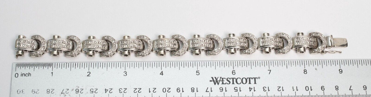 14k White Gold Diamond Bracelet, 9.0 inches - 70.6g