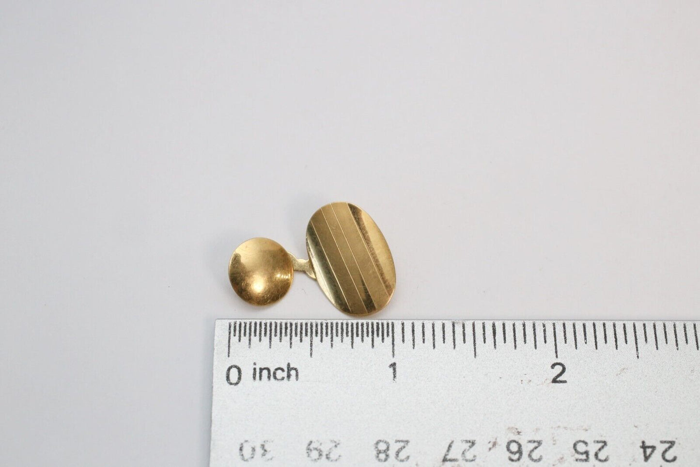 Vintage 18k Yellow Gold Oval & Round Men's Cufflinks, 5.9g