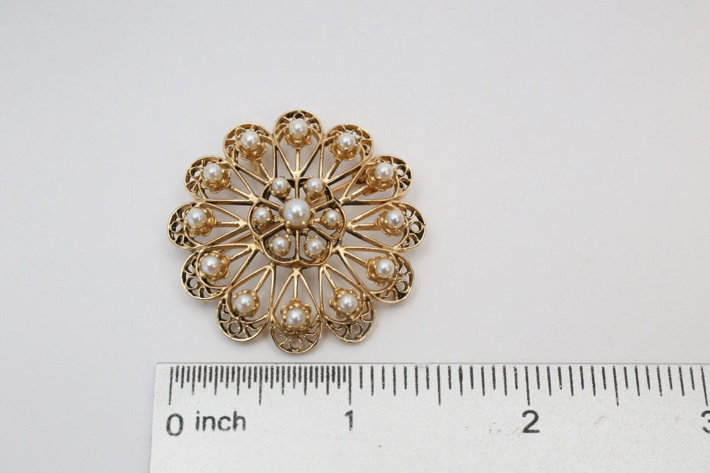 Vintage 14k Yellow Gold Pearl Brooch/Pendant, 12.1g