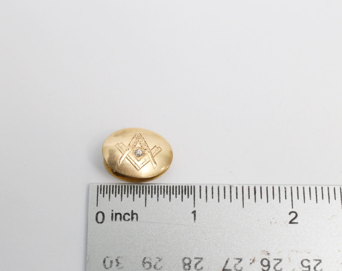 Vintage Enos Boardman Freemason 14k Yellow Gold Diamond Tie Clip, 4.0g