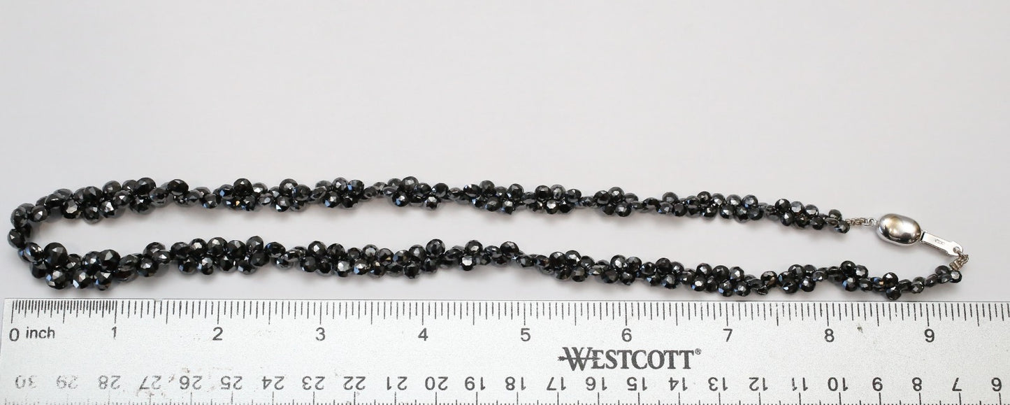 18k White Gold Black Hematite Cluster Necklace, 19 inches - 28.4g
