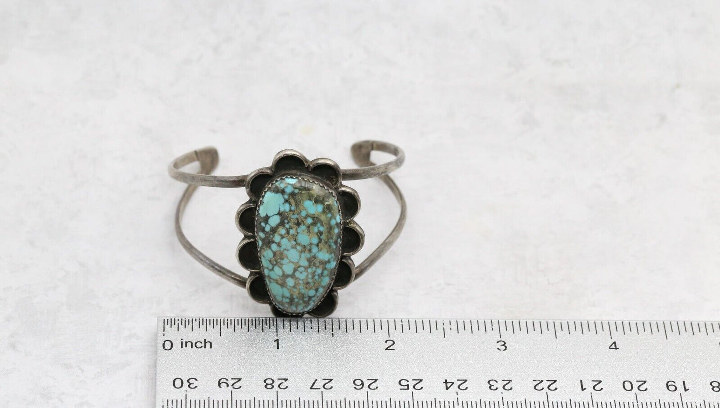 Vintage Sterling Silver Turquoise Cuff Bracelet, 6.75 inches - 21.5g
