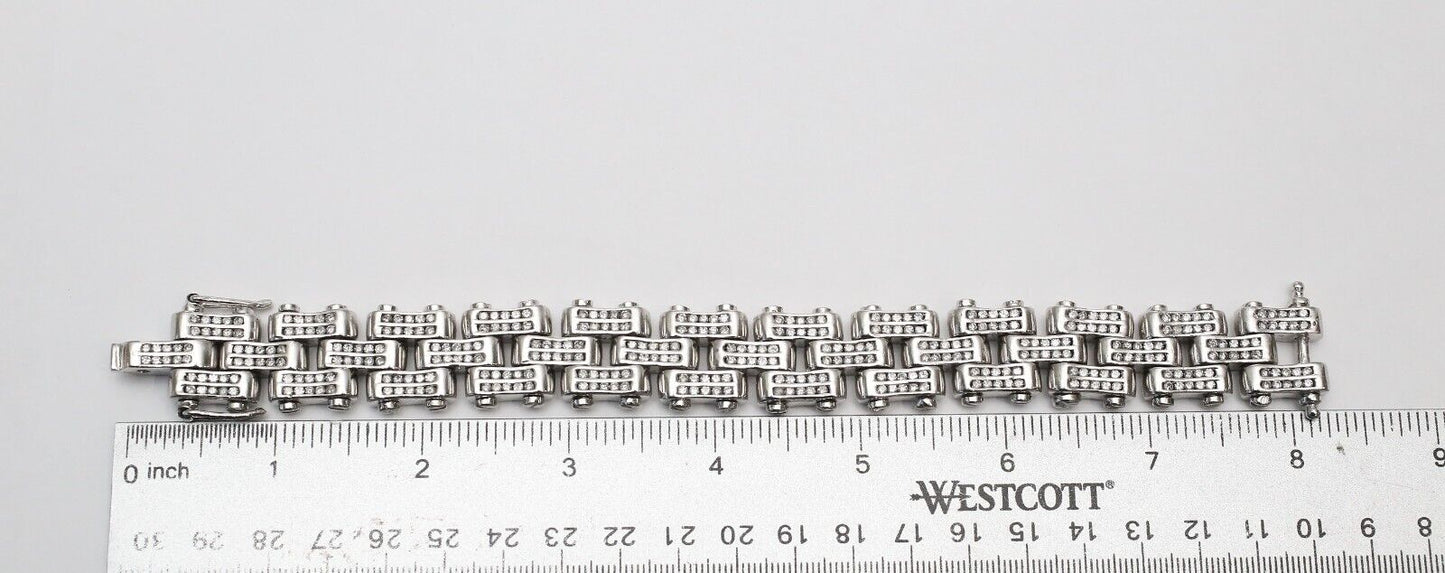 Heavy 14k White Gold Diamond Link Bracelet, 8 inches - 106.0g